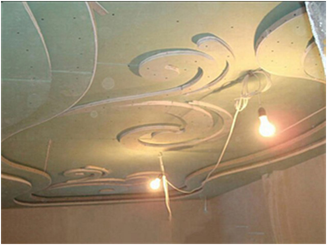 Узоры из гипсокартона на потолке (7 Фото)