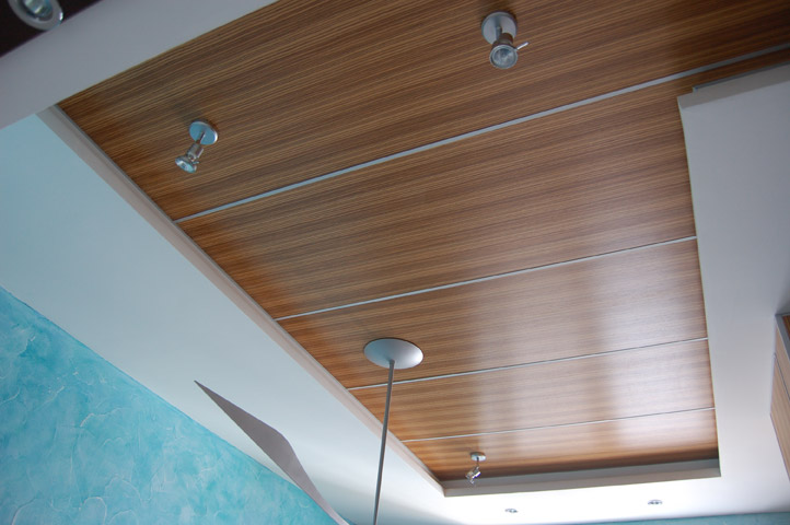 Пластиковый потолок на кухне из панелей