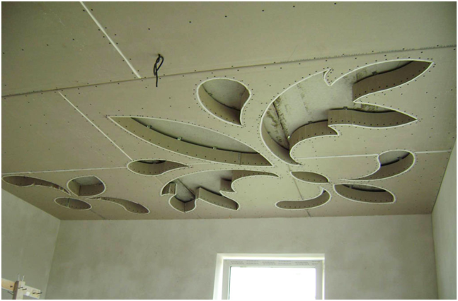 Узоры из гипсокартона на потолке (7 Фото)