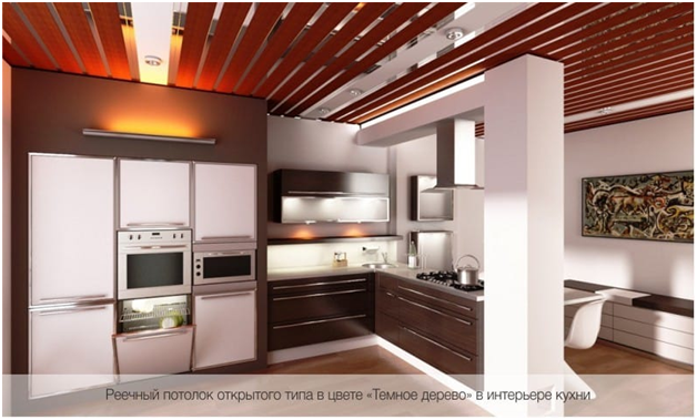 Реечный потолок на кухне: плюсы и минусы